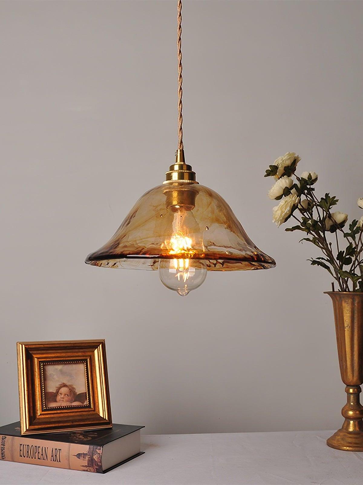 Brass Amber Glass Pendant Light lamp