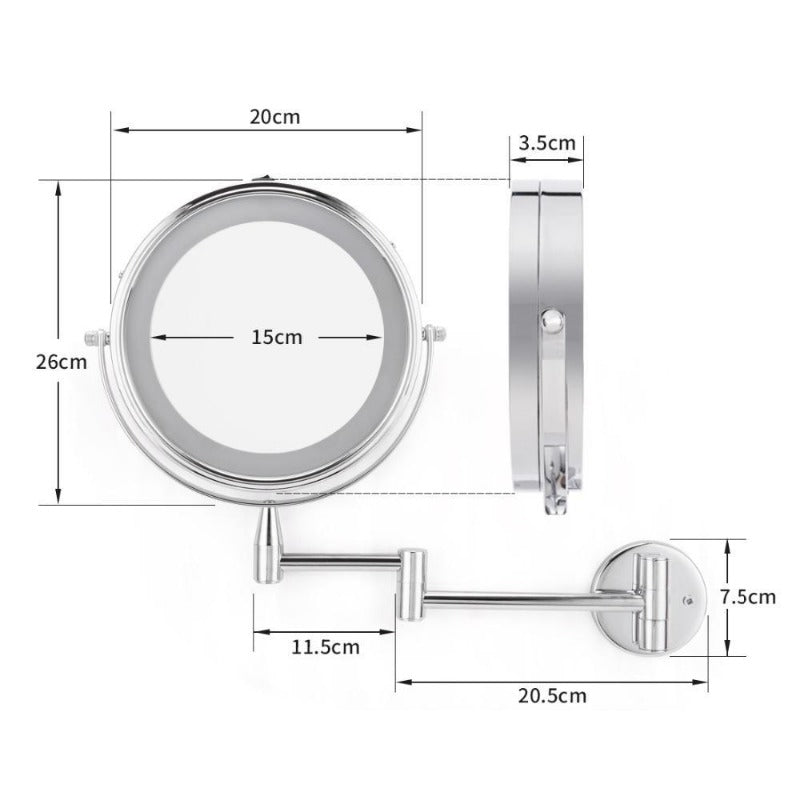 Miroir de maquillage et de salle de bain LED réglable