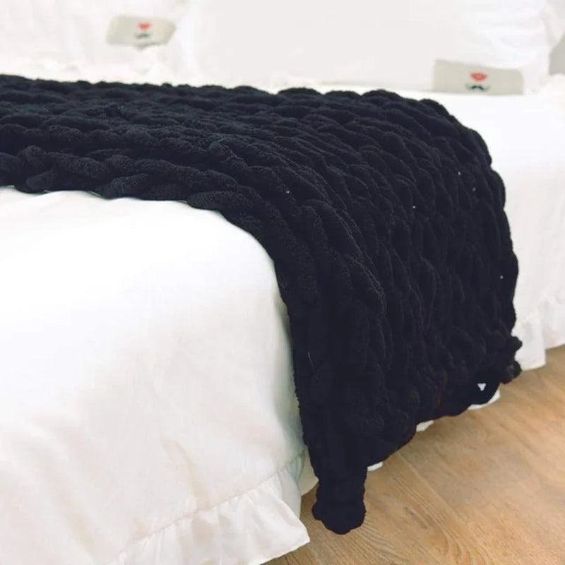 Chunky Hand Knitted Blanket - Soft, Cozy & Stylish Home Decor