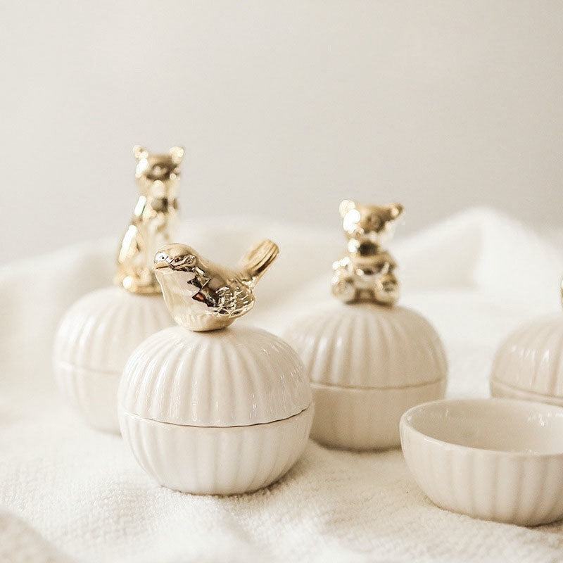 Pot de rangement pour bijoux avec poignée de figurine animale Elegance