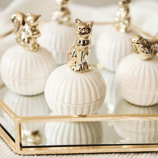 Elegance Animal Figurine Handle Jewelry Storage Jar