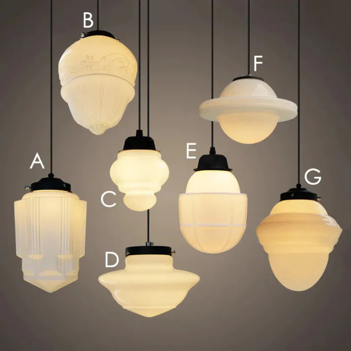 VintageGlow – Lampada a sospensione geometrica in vetro opaco