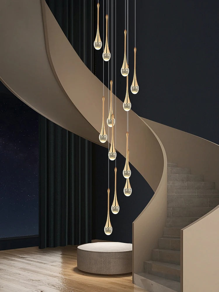 Golden Teardrop Lighting Fixture