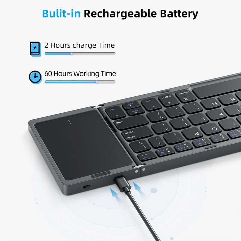 Tastatură Bluetooth pliabilă cu touchpad