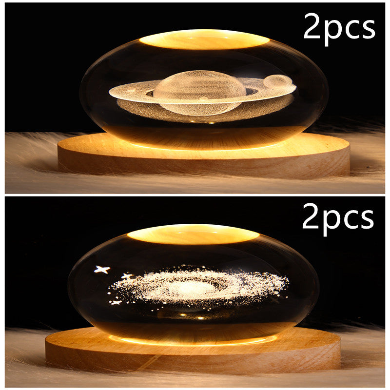 3D Galaktyczna Kula Kryształowa Lampa Nocna LED