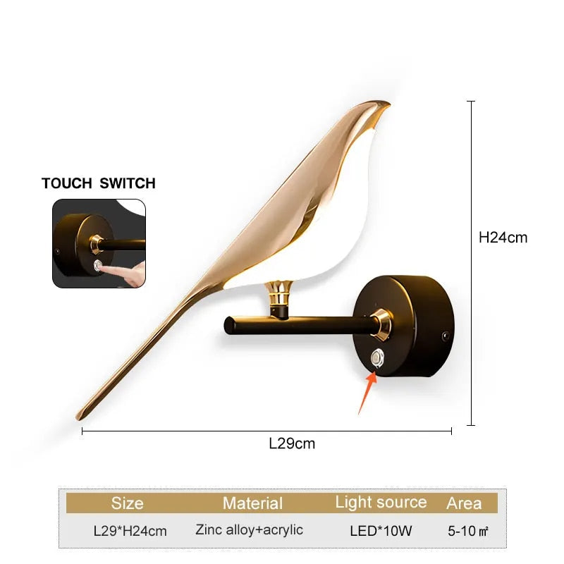 WingSpan - Fuglevegglampe 360° roterbar