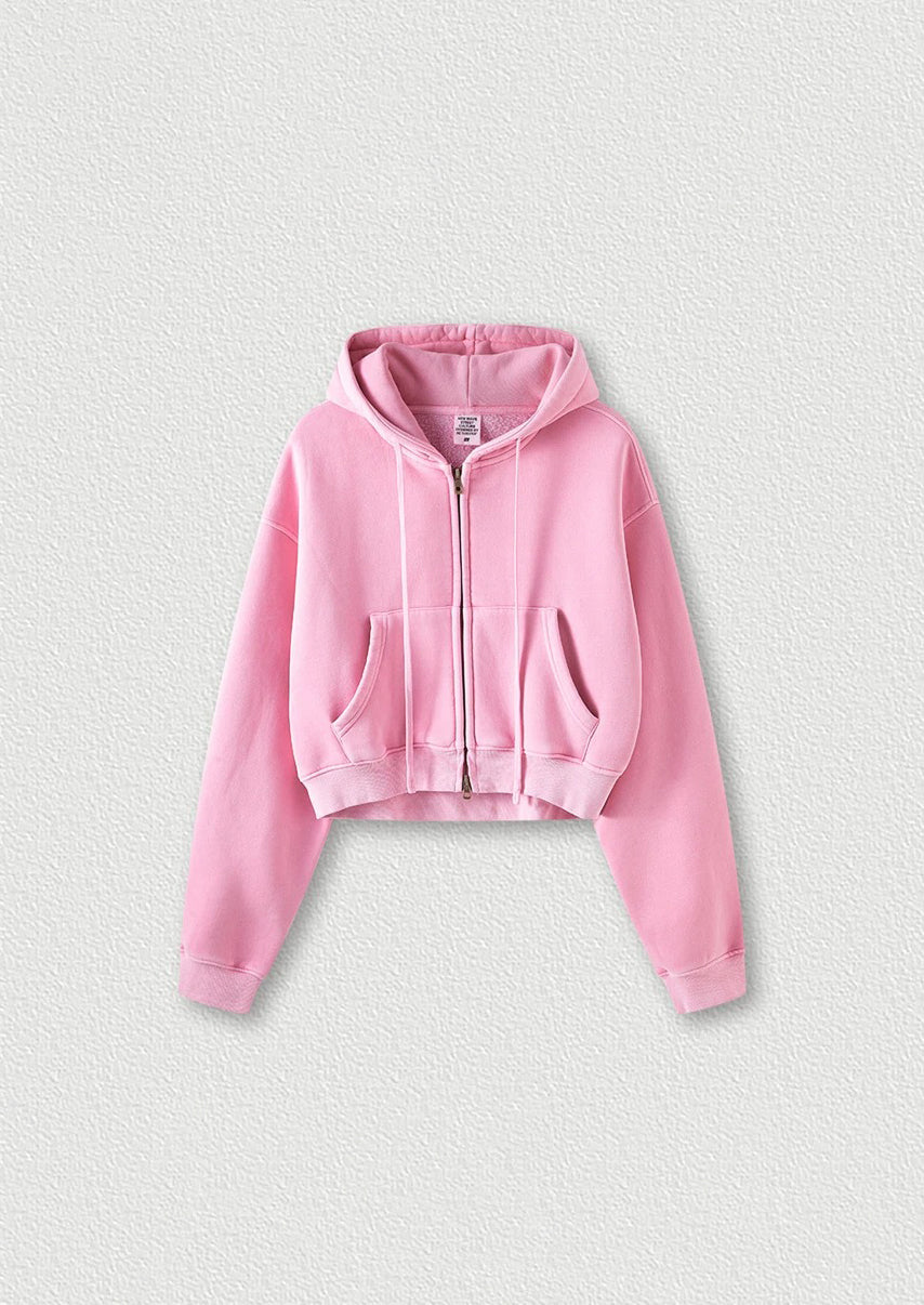 Vasket Vintage Cropped Zip Hoodie