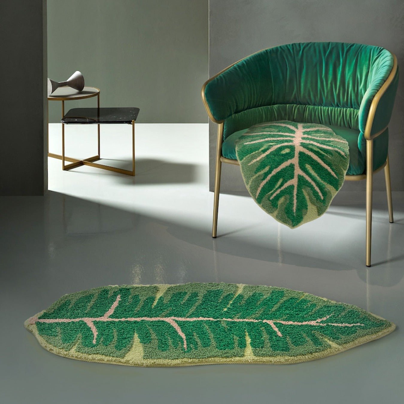 Alfombra antideslizante con hojas de plátano y monstera tropical: decoración inspirada en la naturaleza para su hogar