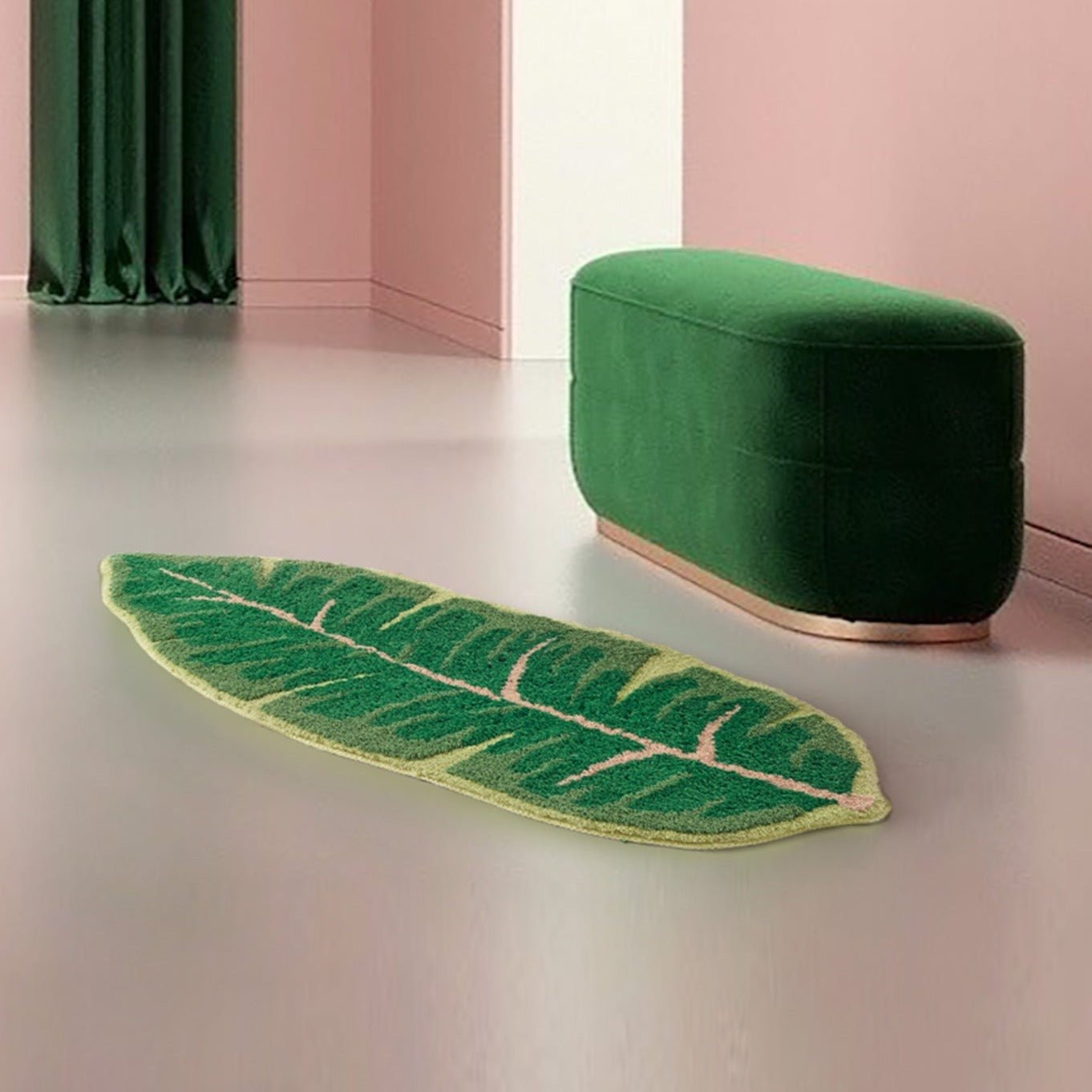 Alfombra antideslizante con hojas de plátano y monstera tropical: decoración inspirada en la naturaleza para su hogar