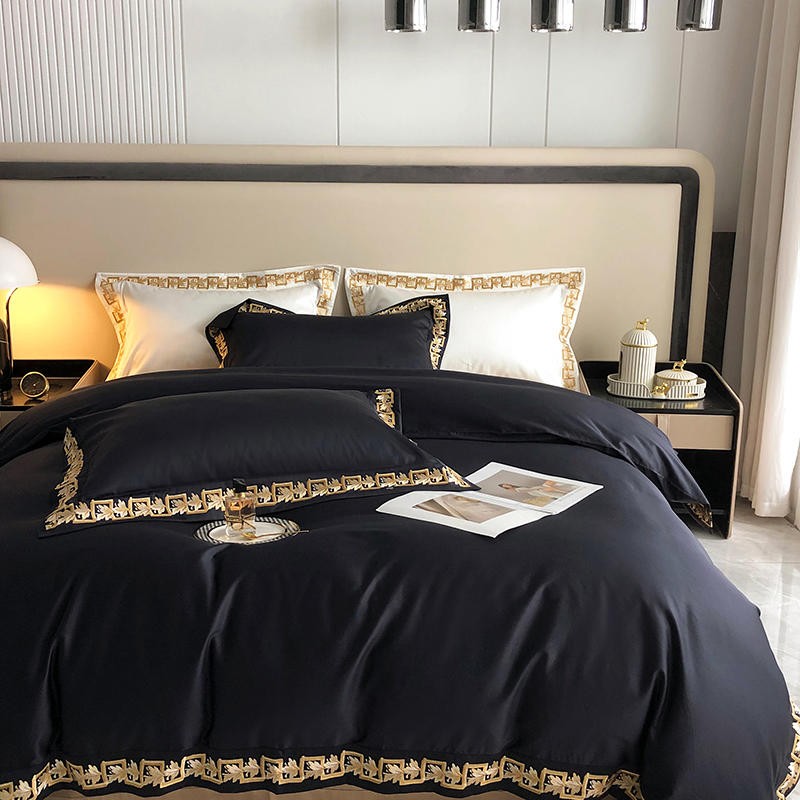 Baroque Black Duvet Cover Set (Egyptian Cotton, 1000 TC)