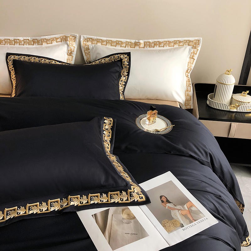 Baroque Black Duvet Cover Set (Egyptian Cotton, 1000 TC)