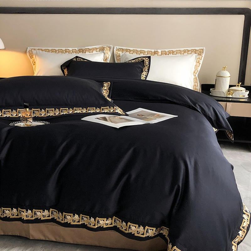 Baroque Black Duvet Cover Set (Egyptian Cotton, 1000 TC)