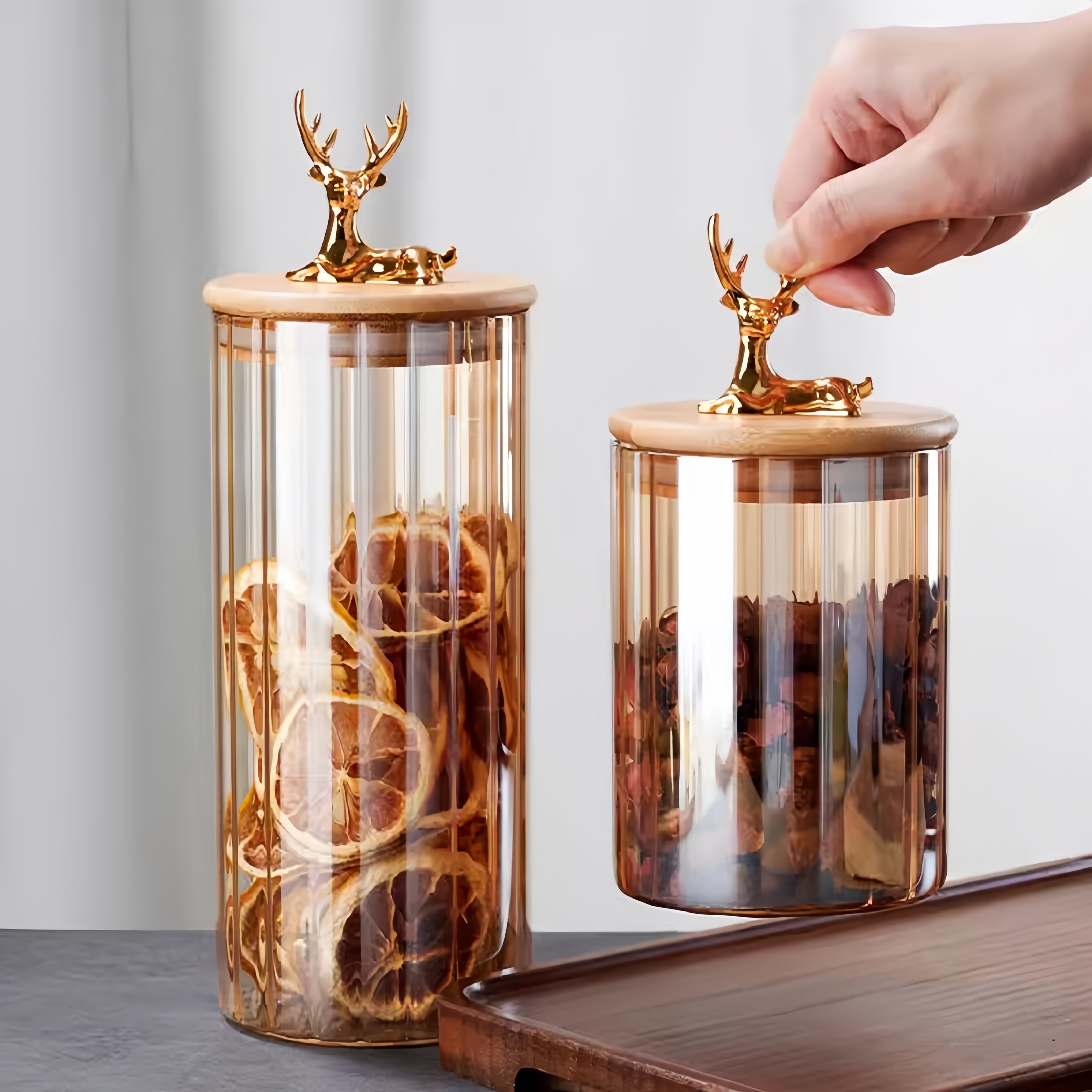 Nordic Deer Head Glass Jars Set