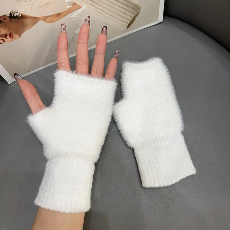 Guantes suaves de invierno con medio dedo