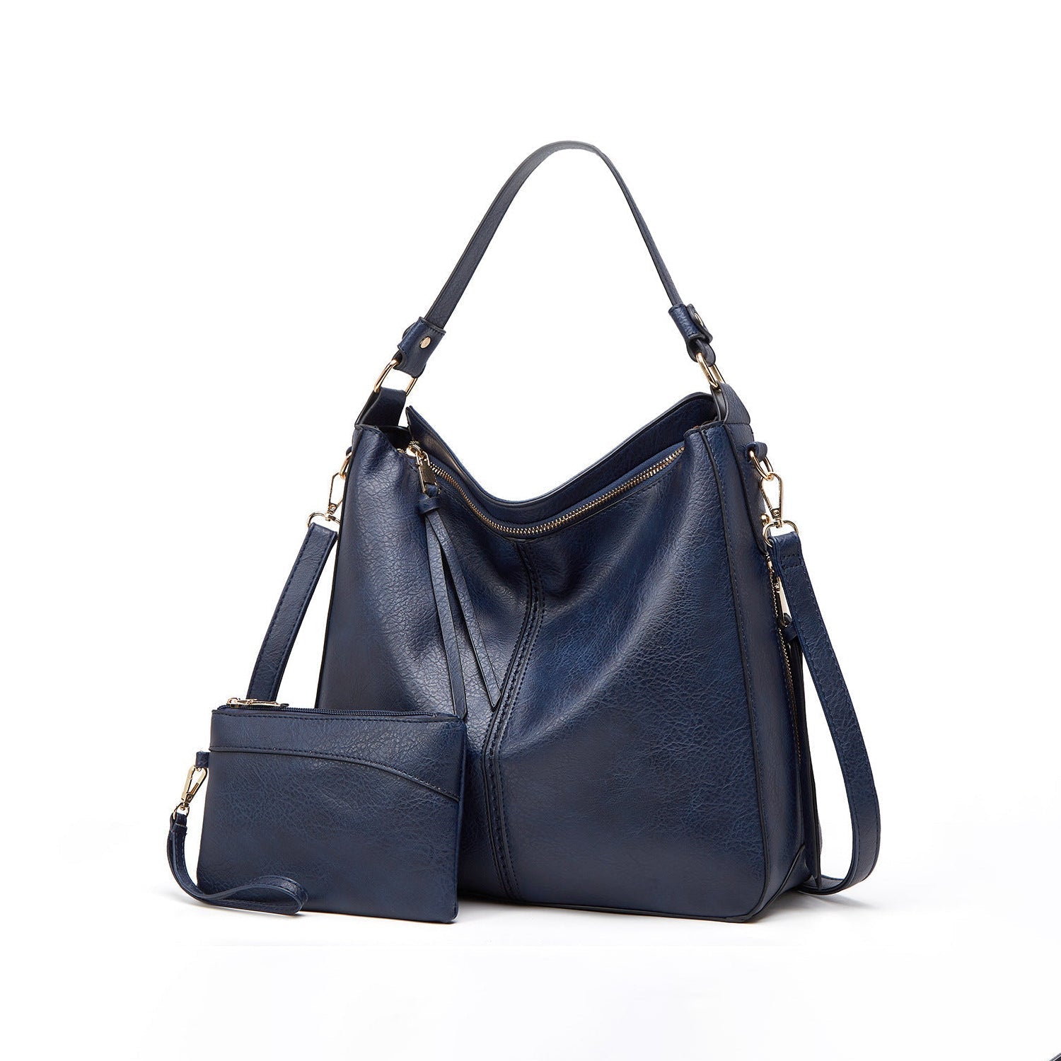 The Belgravia Faux Leather Vintage Shoulder Bag & Pouch