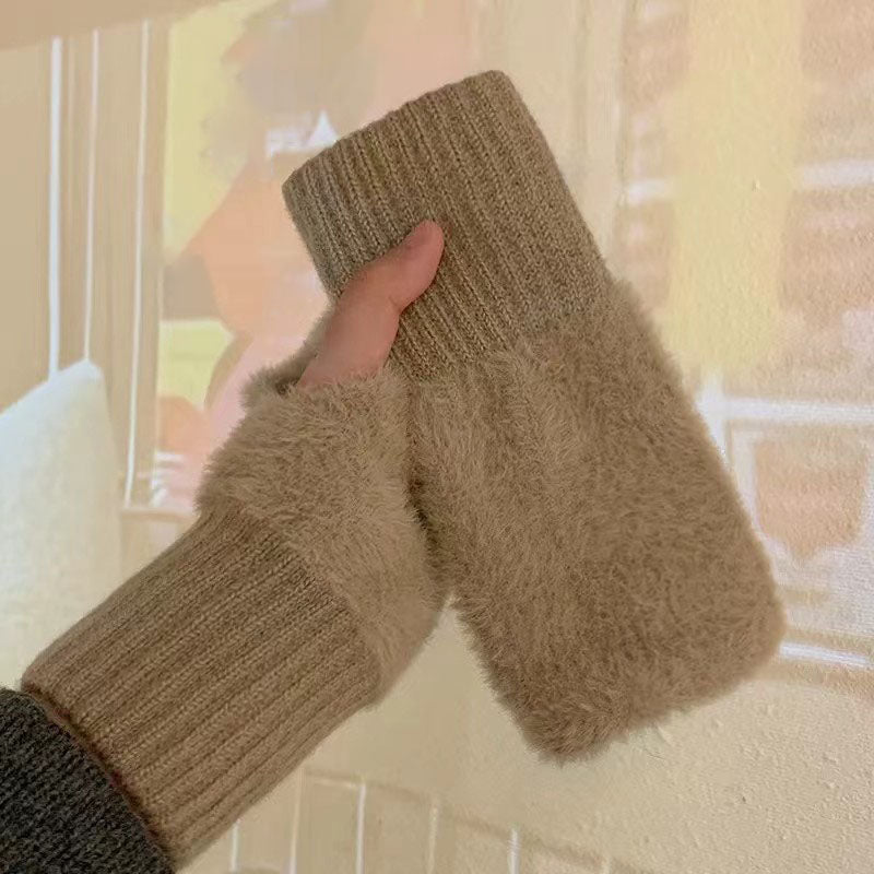 Guantes suaves de invierno con medio dedo