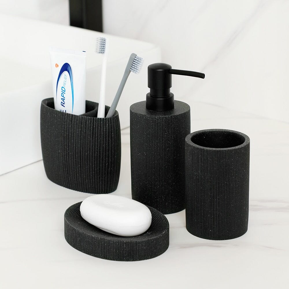 Accessoires de salle de bain noirs