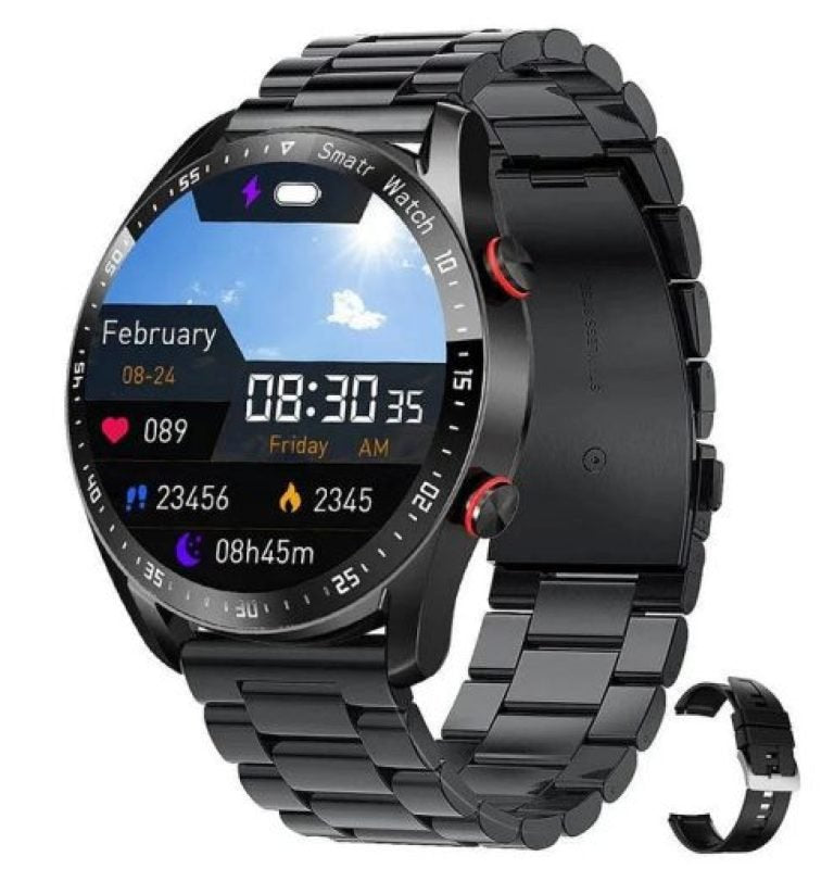 Blood Sugar Monitoring Smartwatch - Non-Invasive Glucose Testing - Silver Silicone Strap