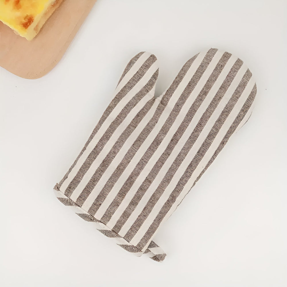 Premium Striped Heat-Resistant Oven Mitt