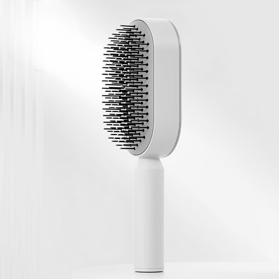 Brosse autonettoyante pour cheveux brillants