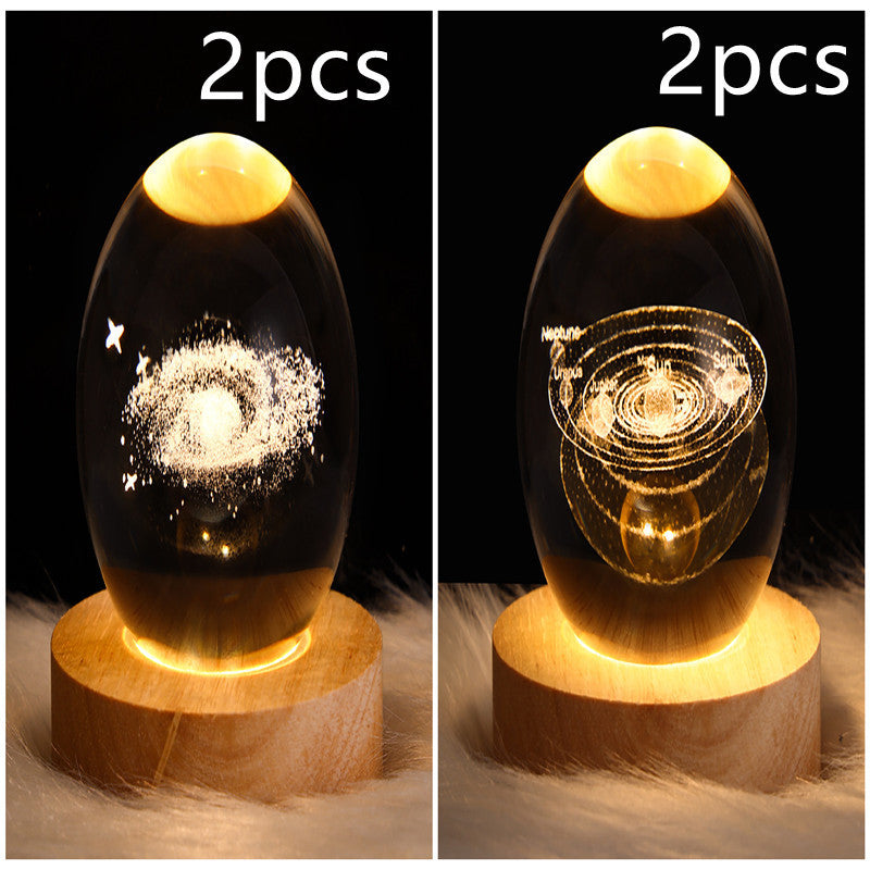 3D Galaktyczna Kula Kryształowa Lampa Nocna LED