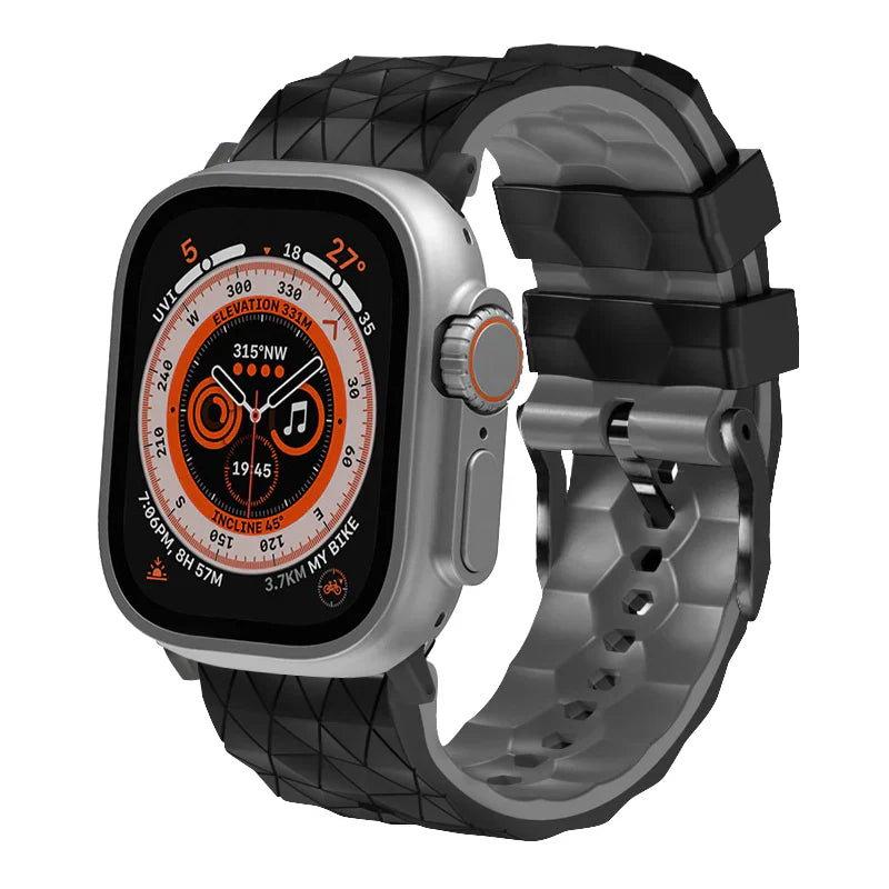 Zweifarbiges Sport-Silikonarmband mit Fußballmuster für die Apple Watch