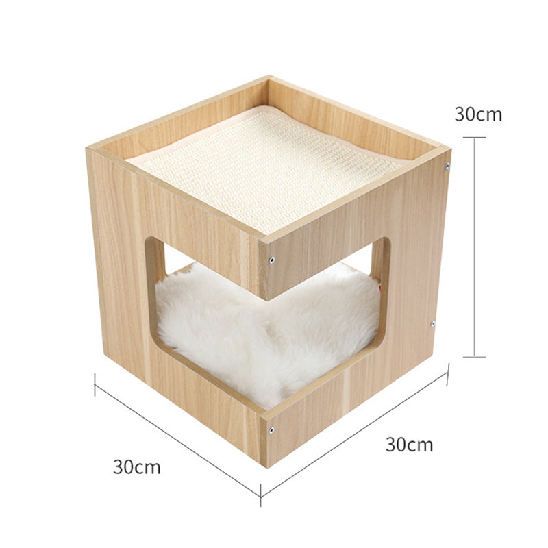 Sisal Retreat: Solid Wood Double-Layer Cat Nest