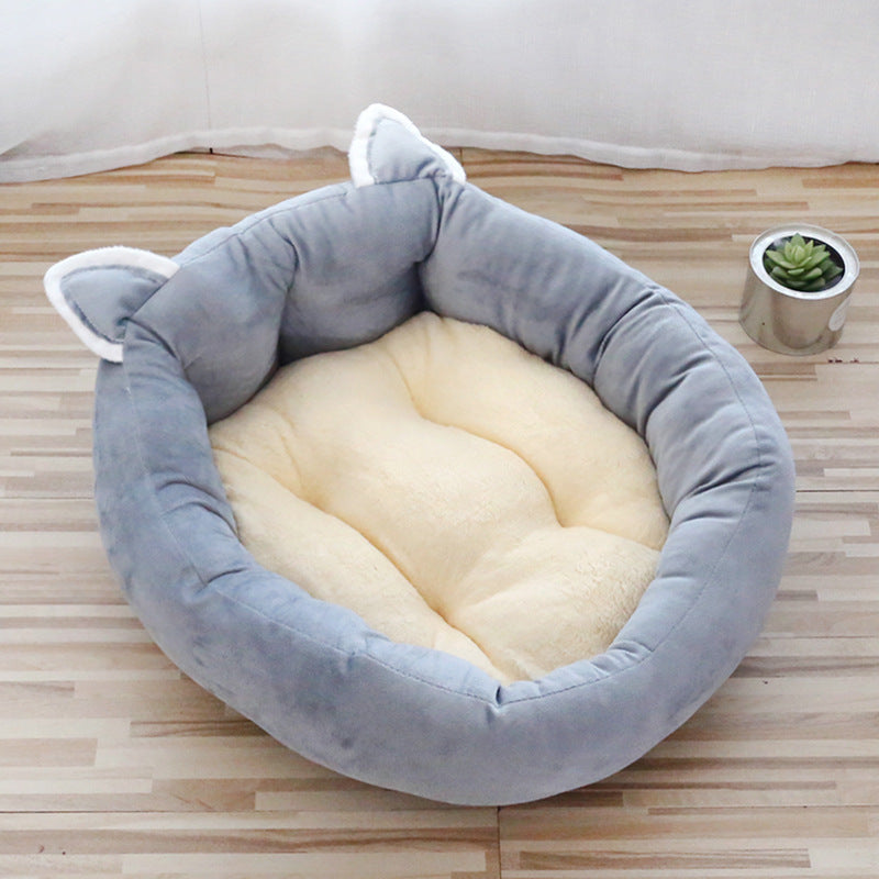 Whisker Wonderland: Cartoon High-Backrest Pet Bed