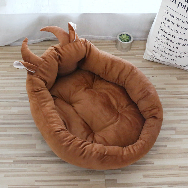 Whisker Wonderland: Cartoon High-Backrest Pet Bed