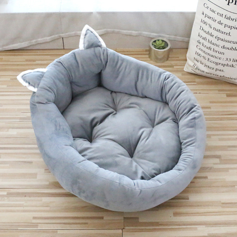 Whisker Wonderland: Cartoon High-Backrest Pet Bed