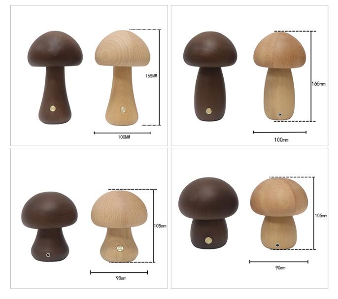 LUMONIGHT | LED-Nachtlicht „Pilz“ aus Holz mit Touch-Schalter | Stimmungsvolle Beleuchtung | Kinderfreundliche Lampe