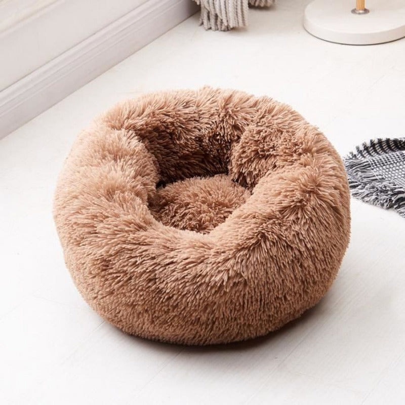 Letto rotondo per cani a ciambella calmante in peluche per cani di piccola e grande taglia