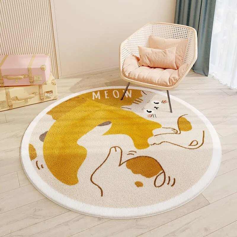 Children's Round Cartoon Bedroom Rug | Soft, Cozy & Durable Play Mat