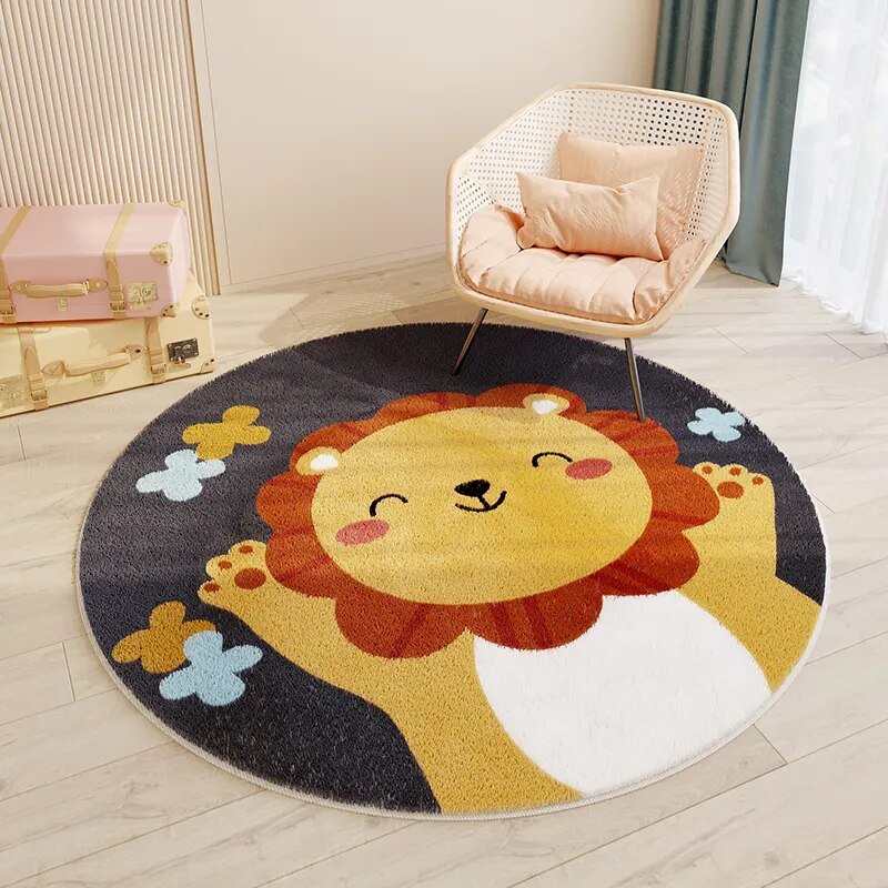 Children's Round Cartoon Bedroom Rug | Soft, Cozy & Durable Play Mat