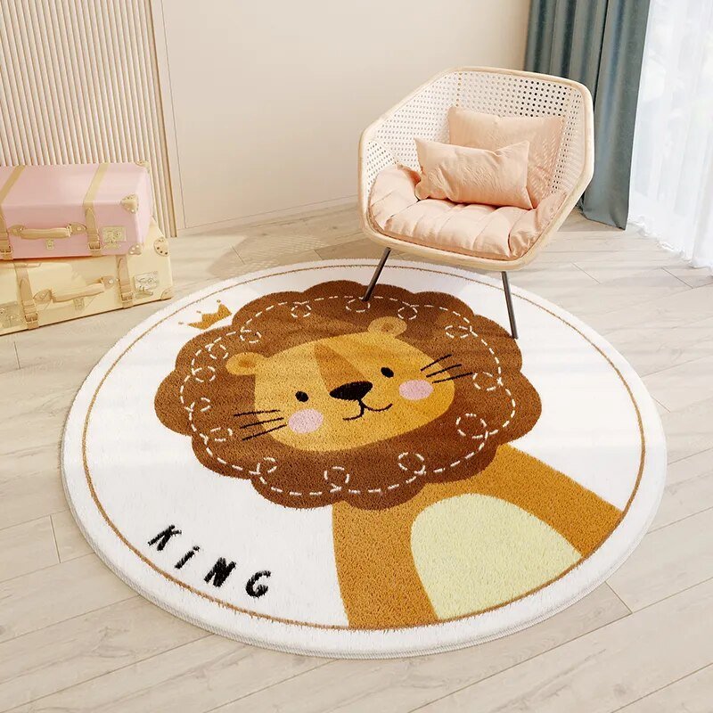 Children's Round Cartoon Bedroom Rug | Soft, Cozy & Durable Play Mat