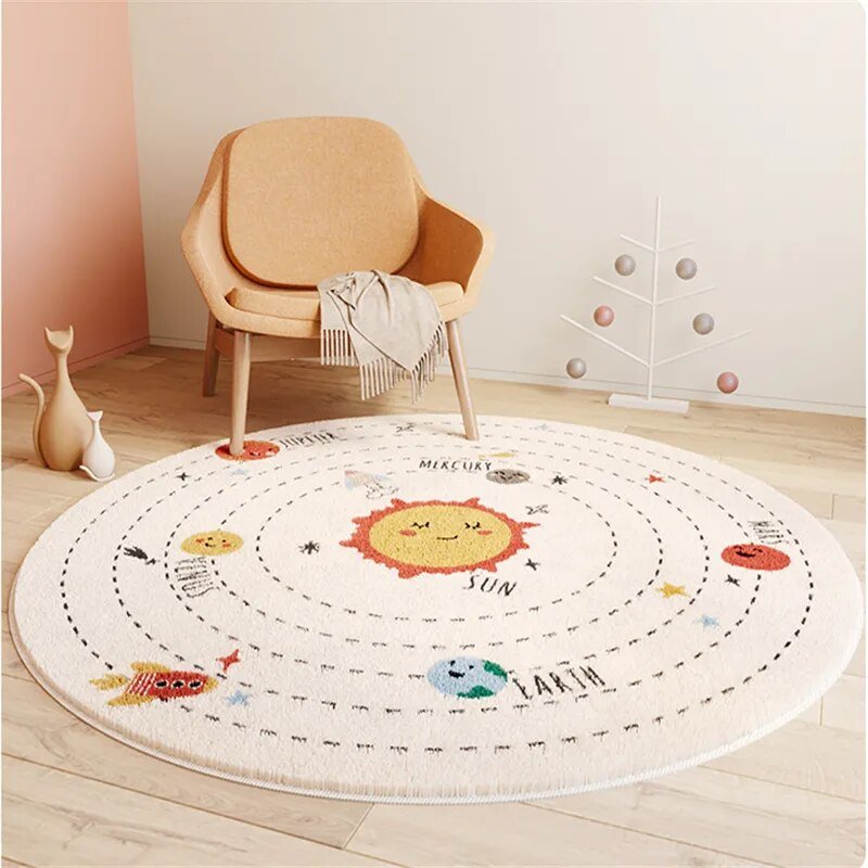 Children's Round Cartoon Bedroom Rug | Soft, Cozy & Durable Play Mat