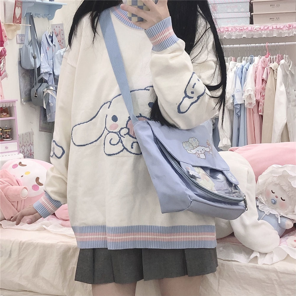 Cinnamoroll pletená mikina s kapucí