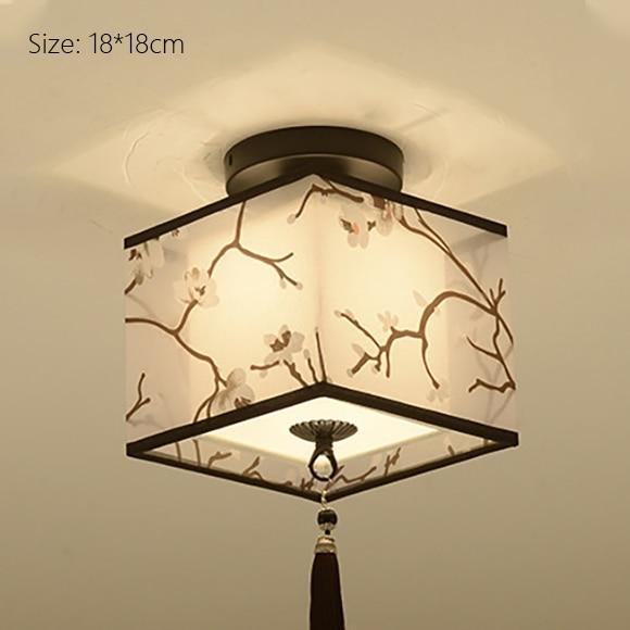 Classic Japanese LED Warm Ceiling Lamp - Iron with Cloth Shade, Surface-Mounted, E27 Bulb