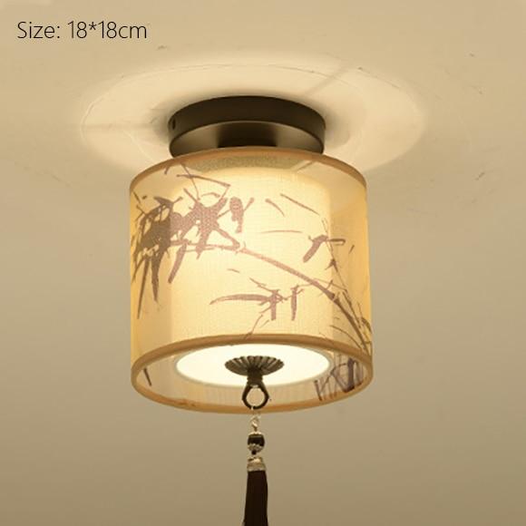 Classic Japanese LED Warm Ceiling Lamp - Iron with Cloth Shade, Surface-Mounted, E27 Bulb