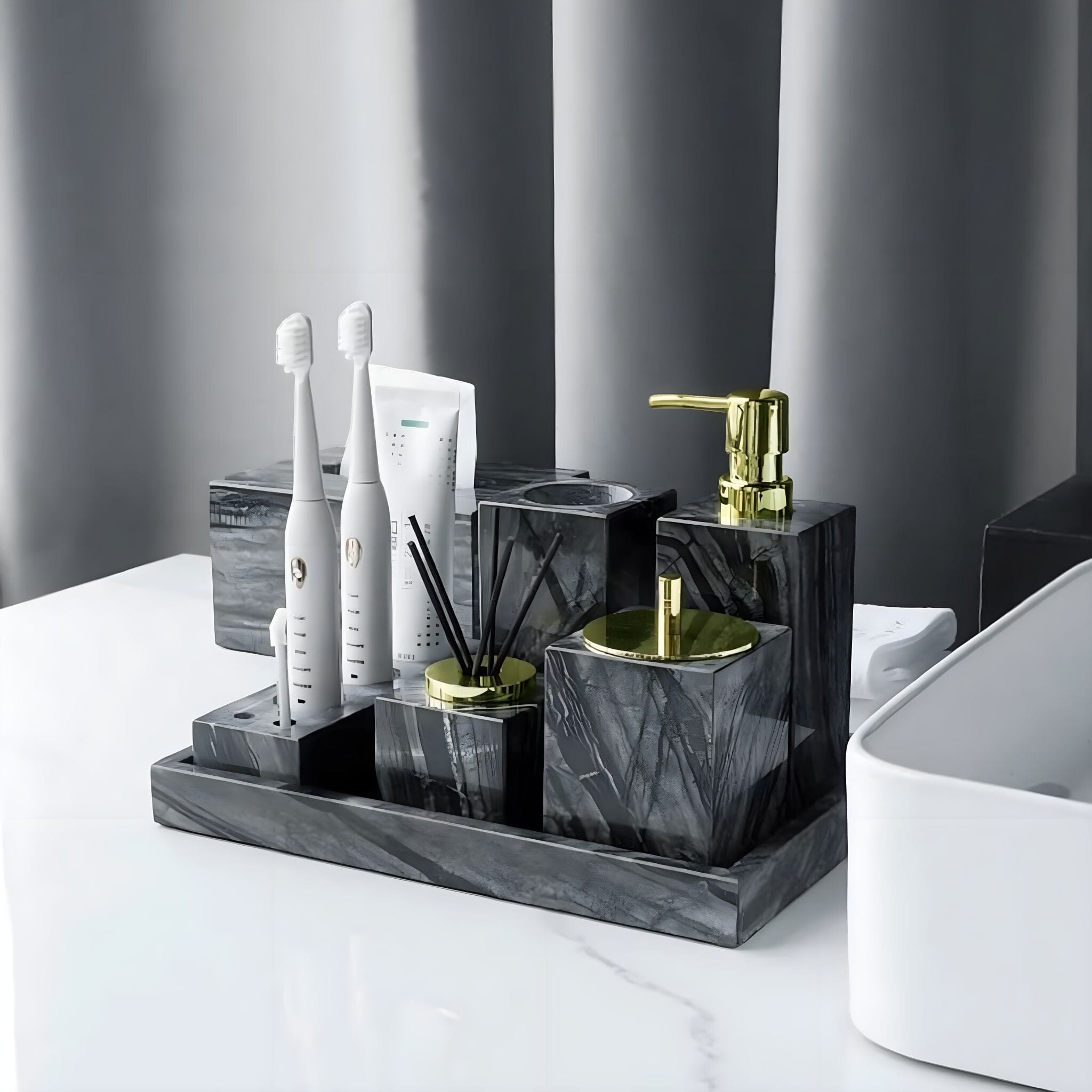 Claude Marble Bathroom Accessories Collection