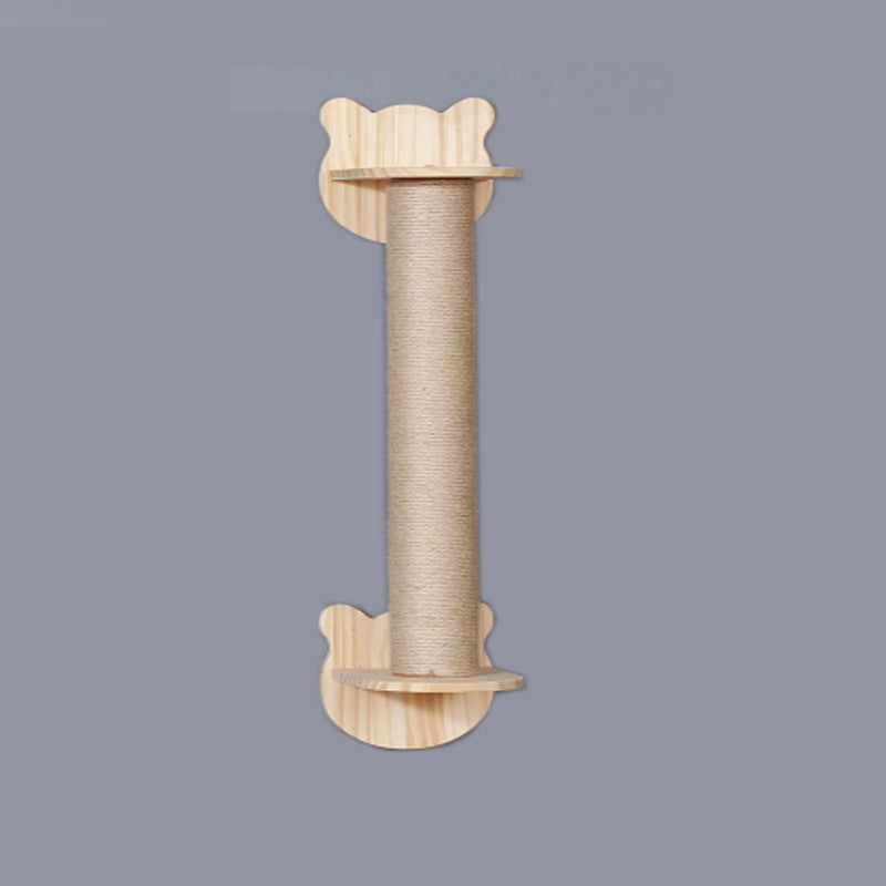 ClimbCraft Deluxe Wall-Mounted Cat Adventure: Solid Wood Sisal Pole & Play Platform