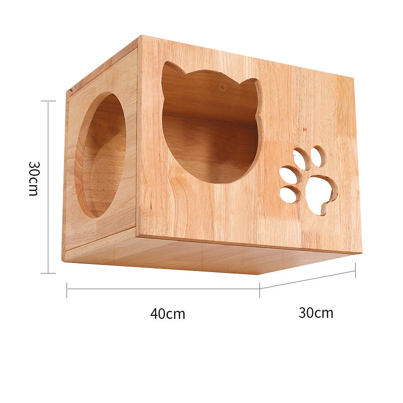 ClimbCraft Deluxe Wall-Mounted Cat Adventure: Solid Wood Sisal Pole & Play Platform