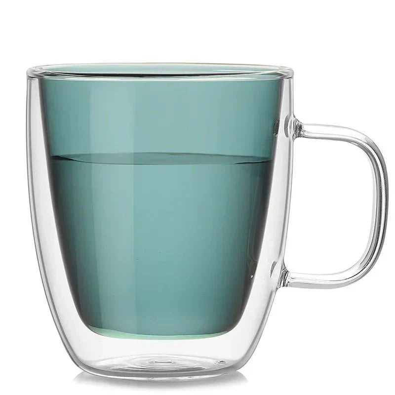 Colourful Double Walled Transparent Coffee Mug