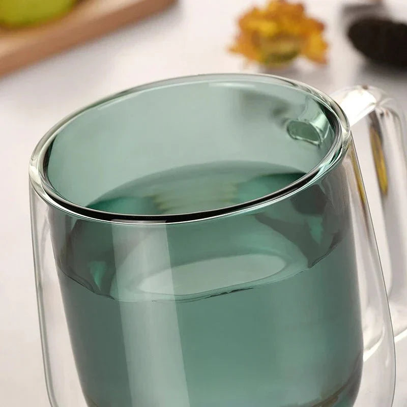 Colourful Double Walled Transparent Coffee Mug