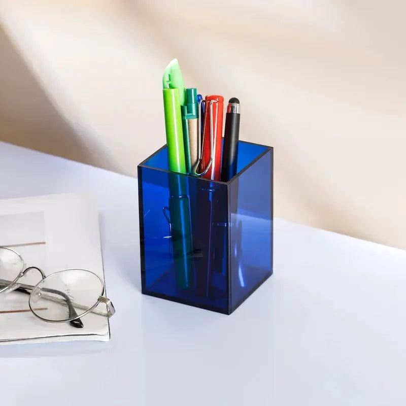 Vibrant Transparent Desk Pen Holder – Stylish Acrylic Storage for Office and Home Organization