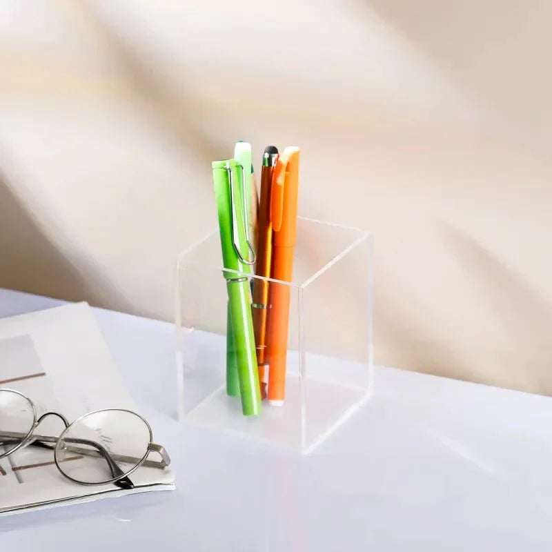 Vibrant Transparent Desk Pen Holder – Stylish Acrylic Storage for Office and Home Organization