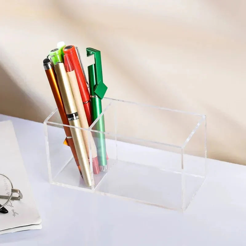 Vibrant Transparent Desk Pen Holder – Stylish Acrylic Storage for Office and Home Organization