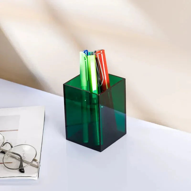 Vibrant Transparent Desk Pen Holder – Stylish Acrylic Storage for Office and Home Organization