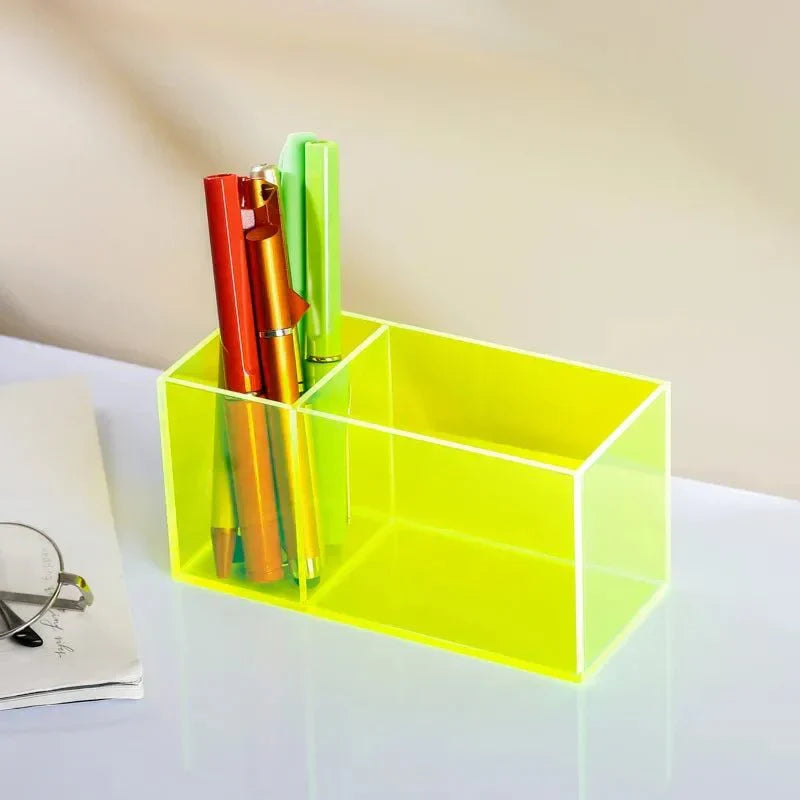 Vibrant Transparent Desk Pen Holder – Stylish Acrylic Storage for Office and Home Organization