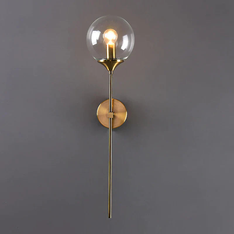 Glass Torch Brass Wall Light